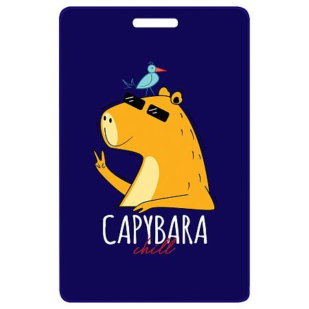 Обложка-карман для карт и пропусков OfficeSpace "Капибара", 95*65мм, ПВХ, ассорти 