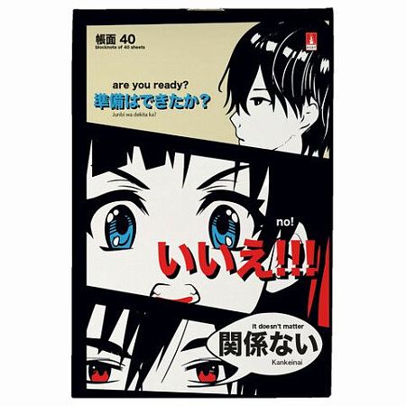Блокнот МАЛЫЙ ФОРМАТ А6, 40л, скоба, ламинированный картон, клетка, АЛЬТ, MANGA (4 вида), 3-40-718