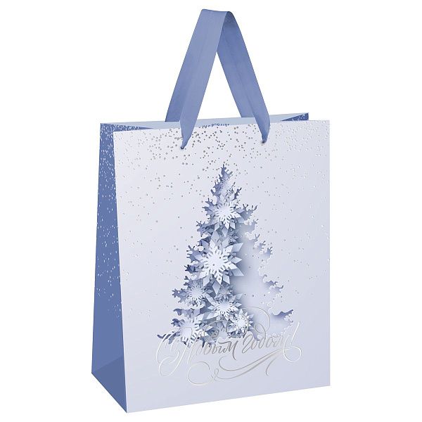 Пакет подарочный 18*23*10см MESHU "Волшебная ель", фольга, матовая ламинация