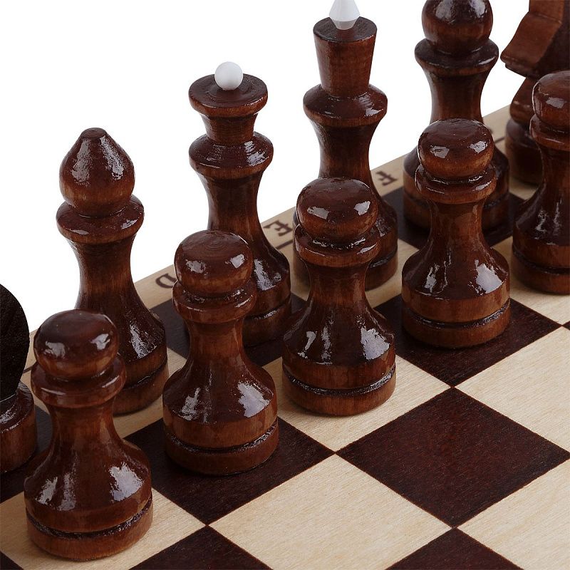 Шахматы ТРИ СОВЫ обиходные, деревянные с деревянной доской 29*29см