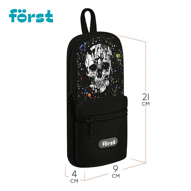 Пенал мягкий 1 отделение, 1 карман, 210*90*40 Först "Skull", текстиль 