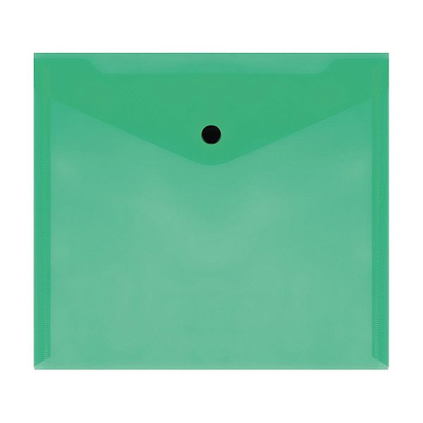 Папка-конверт на кнопке СТАММ А5+, 150мкм, пластик, прозрачная, зеленая