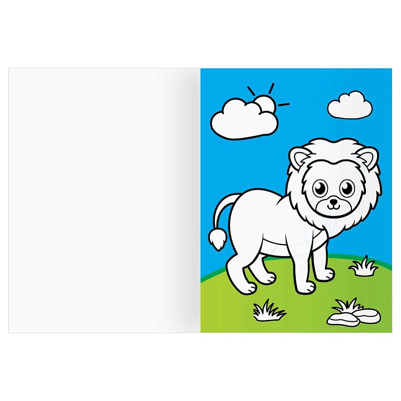 Раскраска с цв. фоном А4, 16 стр., ТРИ СОВЫ "Дикие животные"