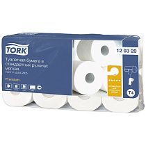 Бумага туалетная Tork "Premium"(T4) 2-слойная, стандарт. рулон, 23м/рул., 8шт., мягкая, тиснение, белая