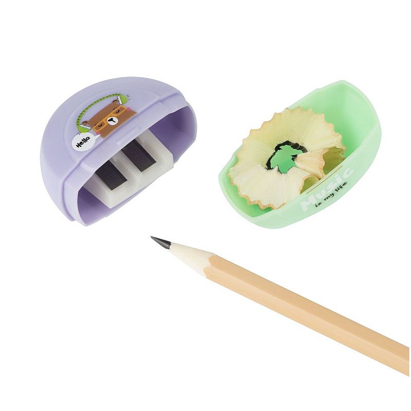 Точилка пластиковая MESHU "Best friends", 2 отверстия, ассорти 