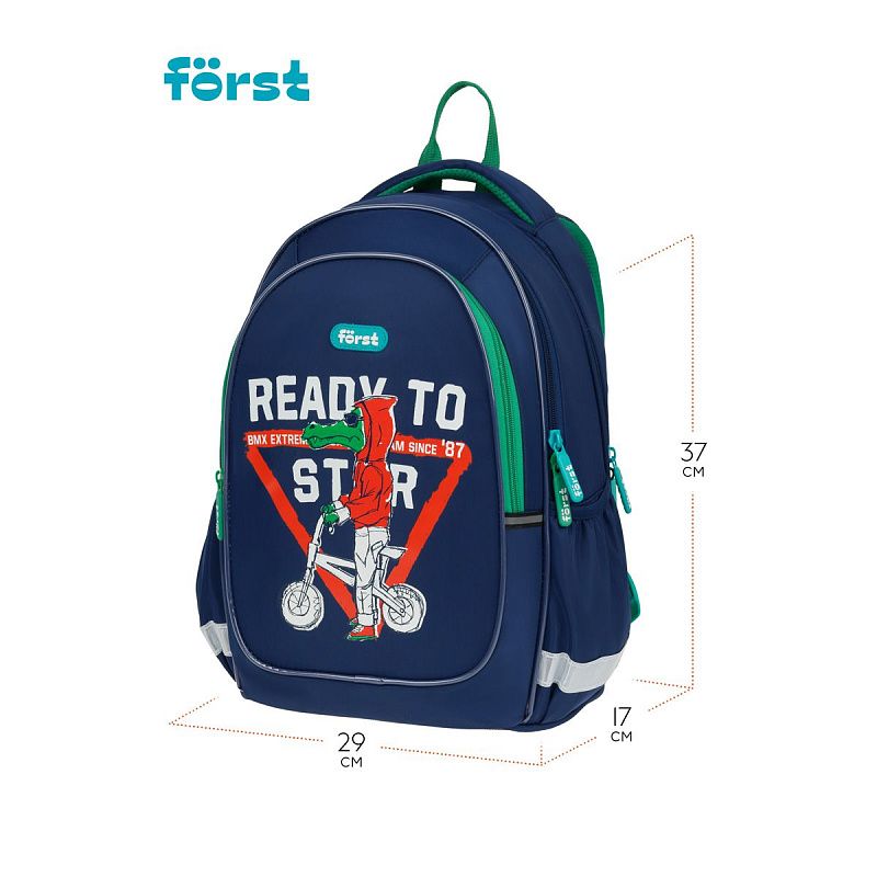 Рюкзак Först F-Cute "BMX" 37*29*17см, 3 отделения, 2 кармана, эргономичная спинка 