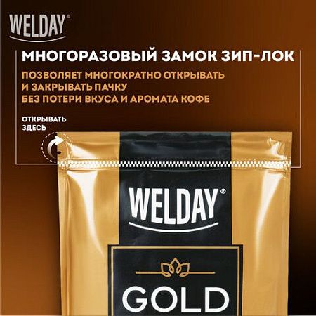 Кофе растворимый WELDAY "Platinum", сублимированный, 500 г, мягкая упаковка, 622673