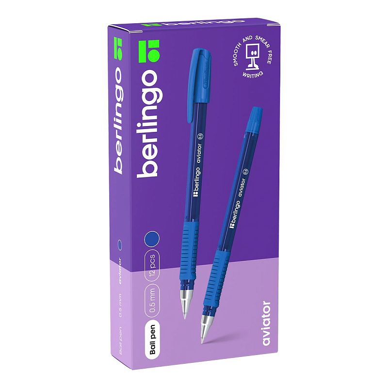 Ручка шариковая Berlingo "Aviator" синяя, 0,5мм, грип 