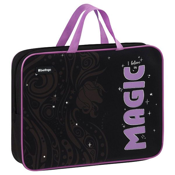 Папка текстильная с ручками 1 отделение, А4 Berlingo "Purple Magic", 350*265*80мм, текстиль, на молнии