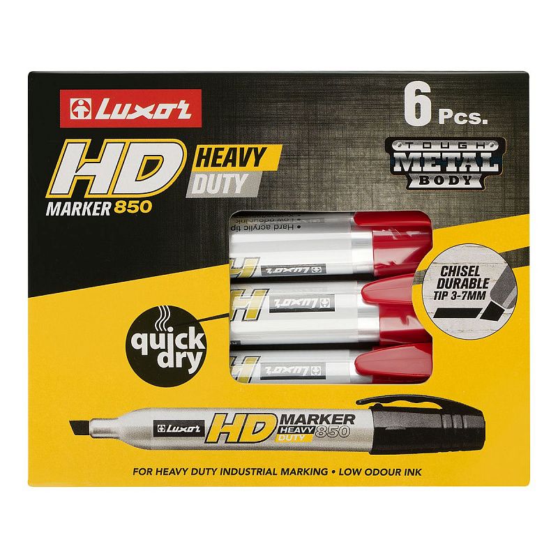 Маркер перманентный промышленный Luxor "Heavy Duty 850" красный, скошенный, 3-7мм 