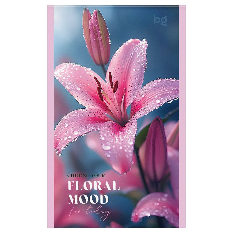Блокнот А6 32л., на скрепке BG "Floral mood", блестки