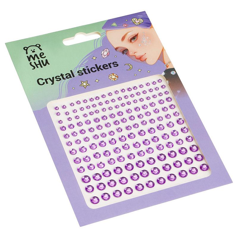 Стразы самоклеящиеся для макияжа лица MESHU "Purple drops" 162 наклейки, инд. уп., европодвес