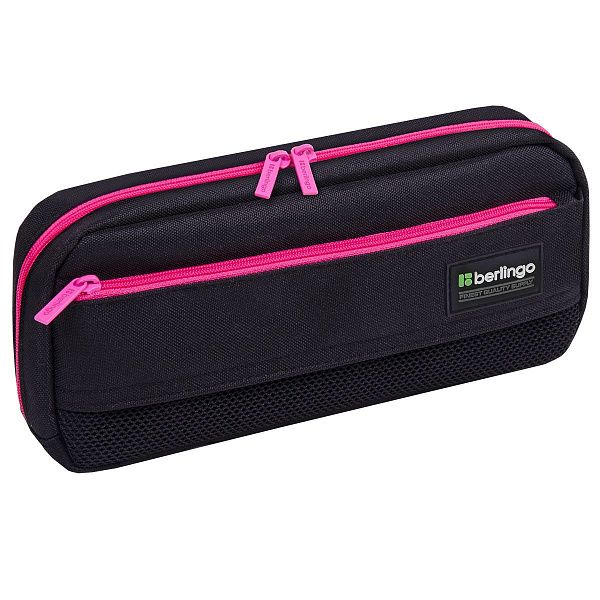 Пенал мягкий 1 отделение, 1 карман, 215*95*44 Berlingo "Black and pink", полиэстер, внутренний органайзер
