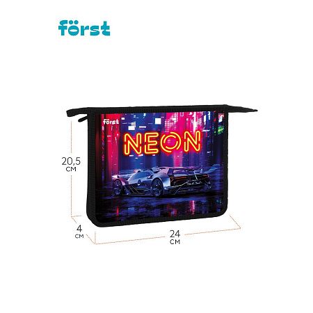 Папка для тетрадей 1 отделение, А5, Först "Neon knights", 240*205*40мм, пластик, на молнии 