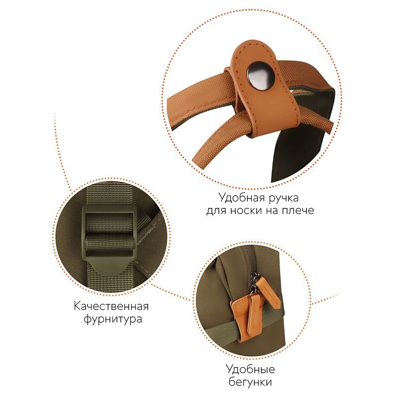 Рюкзак Först F-Casual "Green" 42*28,5*12,5см, 1 отделение, 1 карман, уплотненная спинка 