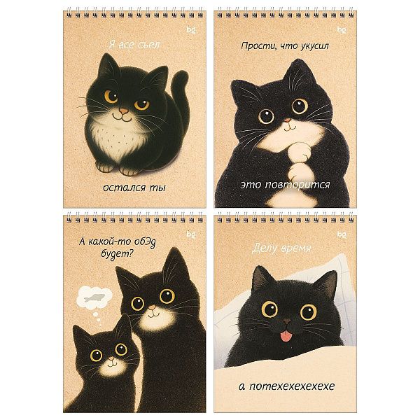 Блокнот А5 60л. на гребне BG "Настроение - кот"