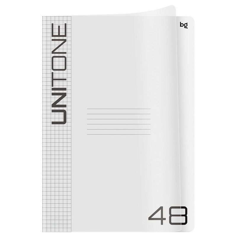 Тетрадь 48л., А4 клетка BG "UniTone", пластиковая обложка, прозрачный