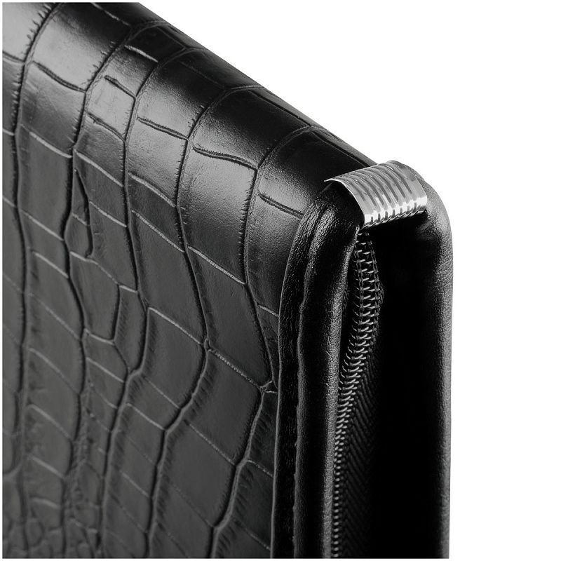 Папка деловая OfficeSpace "Bergamo" кожзам, на молнии, тиснение крокодил 