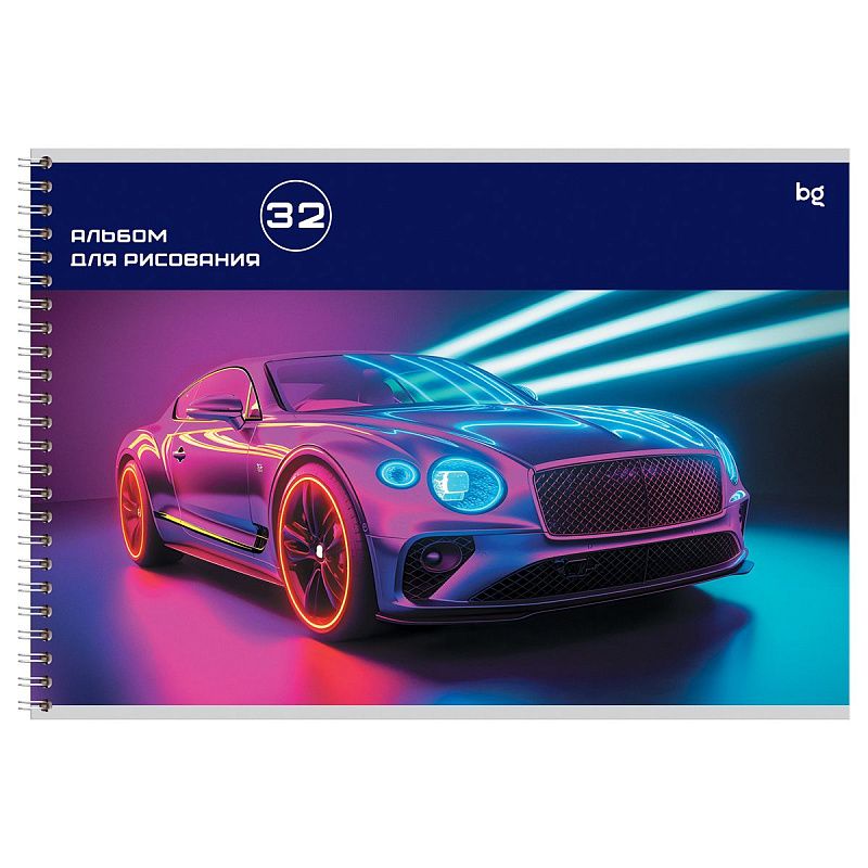 Альбом для рисования 32л., А4, на гребне BG "Неоновый стиль"