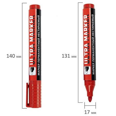 Маркер перманентный ULTRA MARKER, КРАСНЫЙ, 3,5 мм, с клипом, BRAUBERG, 152205 
