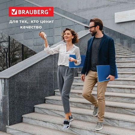 Папка на молнии пластиковая BRAUBERG "Contract", А4, 335х242 мм, внутренний карман, синяя, 225161 