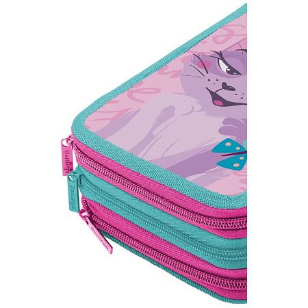 Пенал 3 отделения, 200*140*60 Berlingo "Princess cat 3", полиэстер 