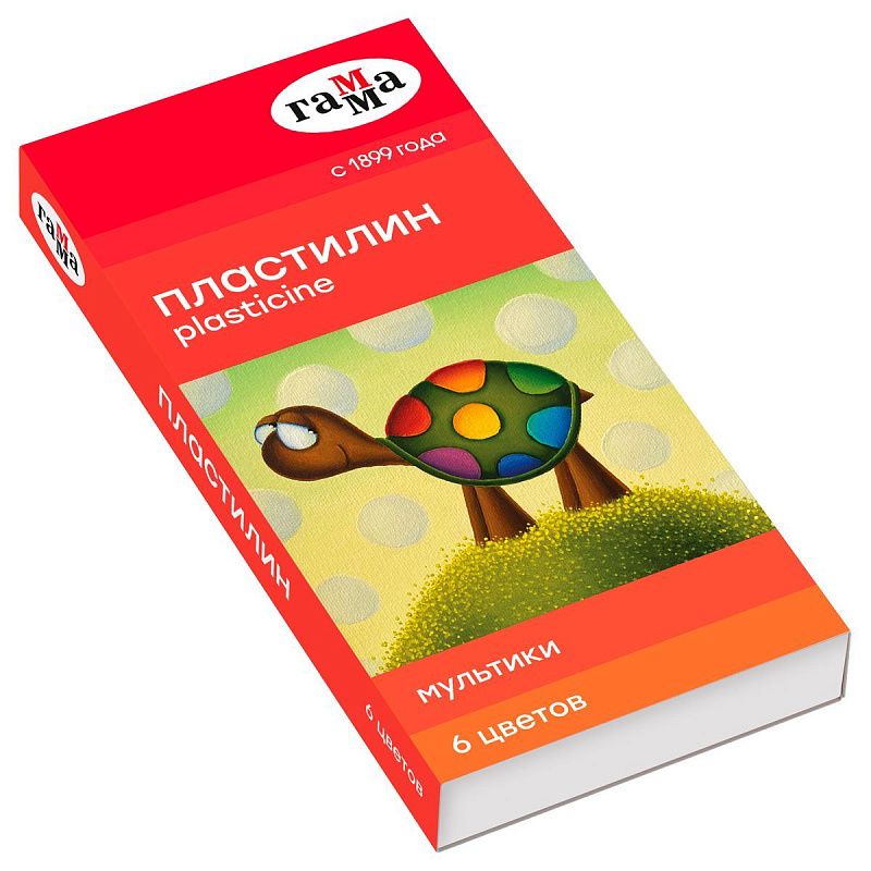 Пластилин Гамма "Мультики", 06 цветов, 120г, со стеком, картон. упаковка