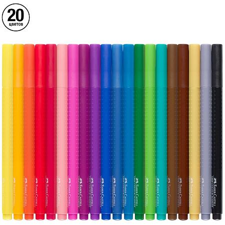 Фломастеры Faber-Castell "Grip", 20цв., трехгранные, смываемые, пластик. уп., европодвес