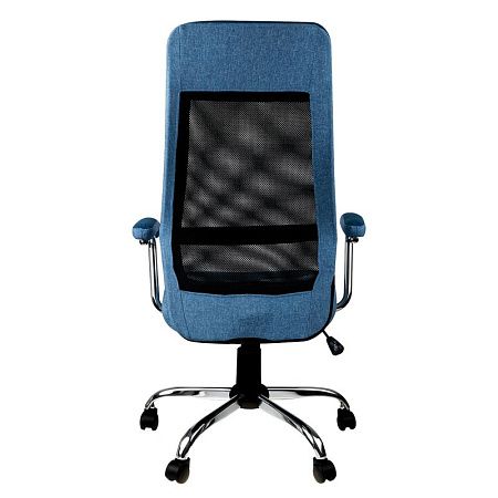Кресло руководителя Helmi HL-E41 "Stylish", ткань/сетка, синяя/голубая
