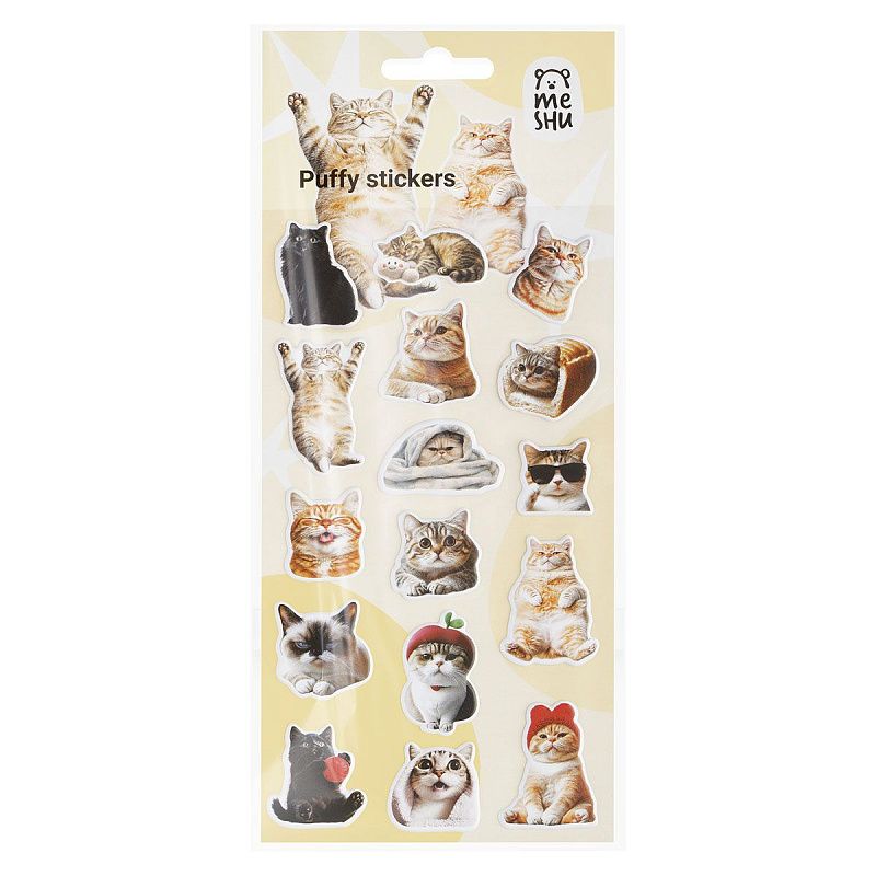 Наклейки объемные MESHU "Wow Cat", 10*23см, инд. уп., европодвес