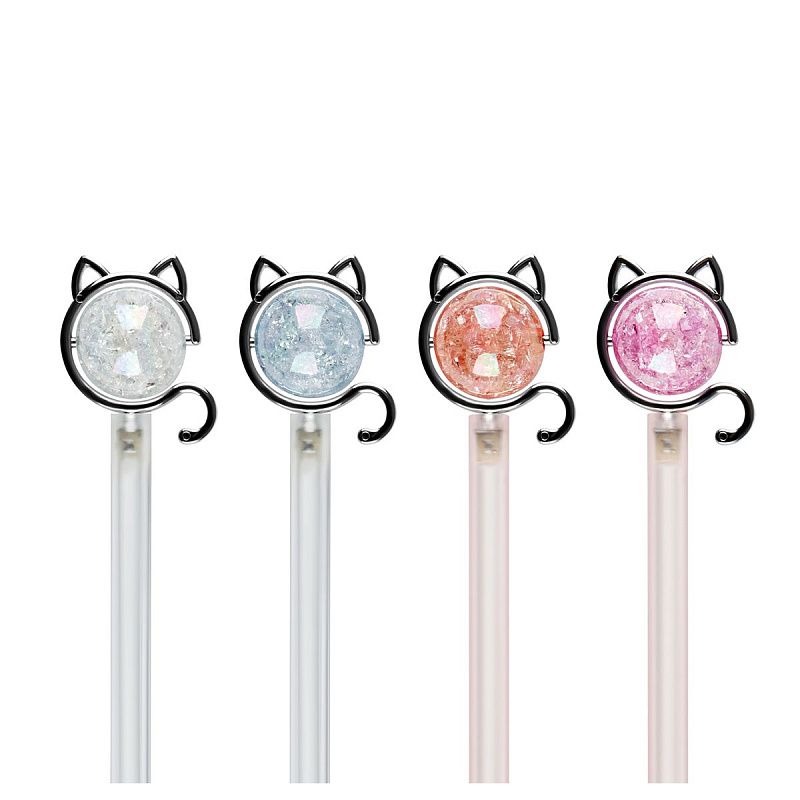 Ручка шариковая MESHU "Cat" синяя, 0,7мм, корпус ассорти, с топпером 