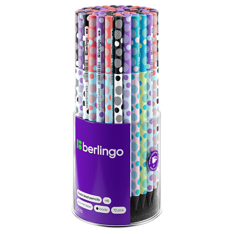 Карандаш ч/г Berlingo "Dots" HB, круглый, черное дерево, заточен 