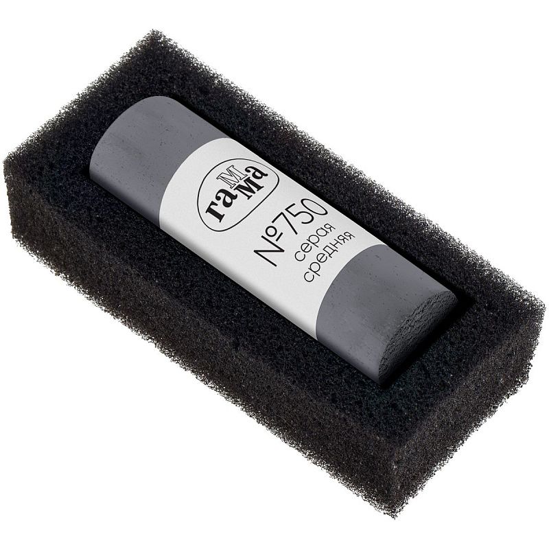 Пастель художественная Гамма, серая средняя №750, штучная, картон. упаковка