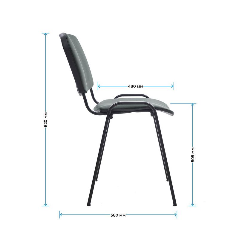 Стул Helmi HL-F01 "Изо", каркас черный, обивка кожзам серый