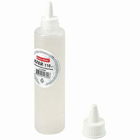Клей канцелярский силикатный BRAUBERG "Classic" (для бумаги, картона) 110 г, 224599