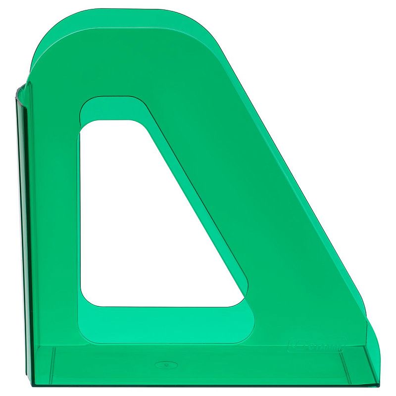 Лоток для бумаг вертикальный СТАММ "Фаворит", тонированный зеленый, ширина 90мм