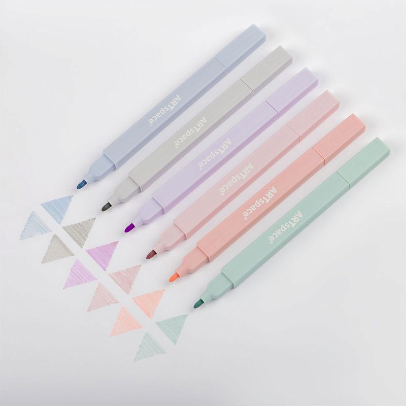 Набор текстовыделителей двусторонних ArtSpace "Thin trace", 06цв., пастельные цвета, 1/1-3мм, ПВХ бокс с подложкой, европодвес 