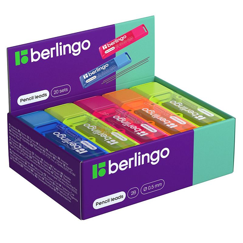 Грифели для механических карандашей Berlingo, 12шт., 0,5мм, 2B 