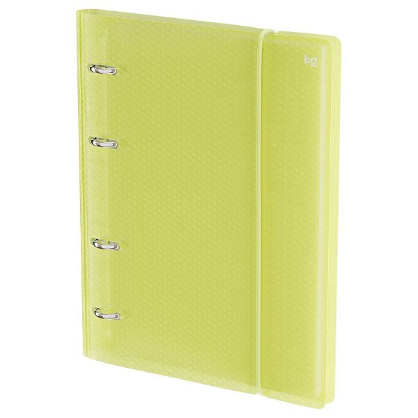 Тетрадь на кольцах А5, 120л., BG "Neon", пластиковая обложка, желтый, с резинкой