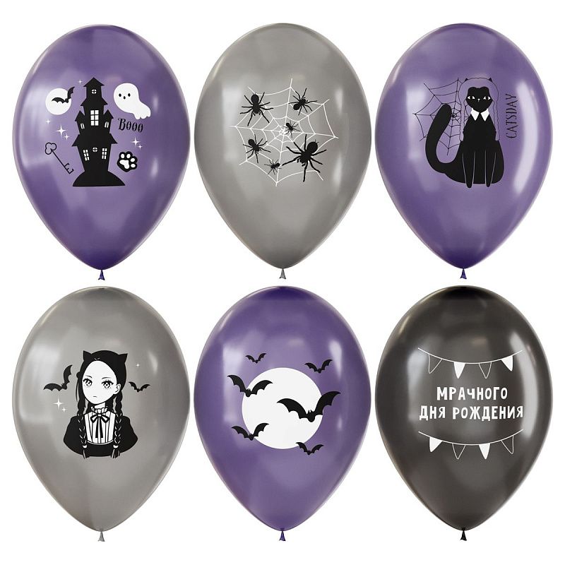 Воздушные шары, 12шт., М12/30см, MESHU "Catsday", пастель, ассорти