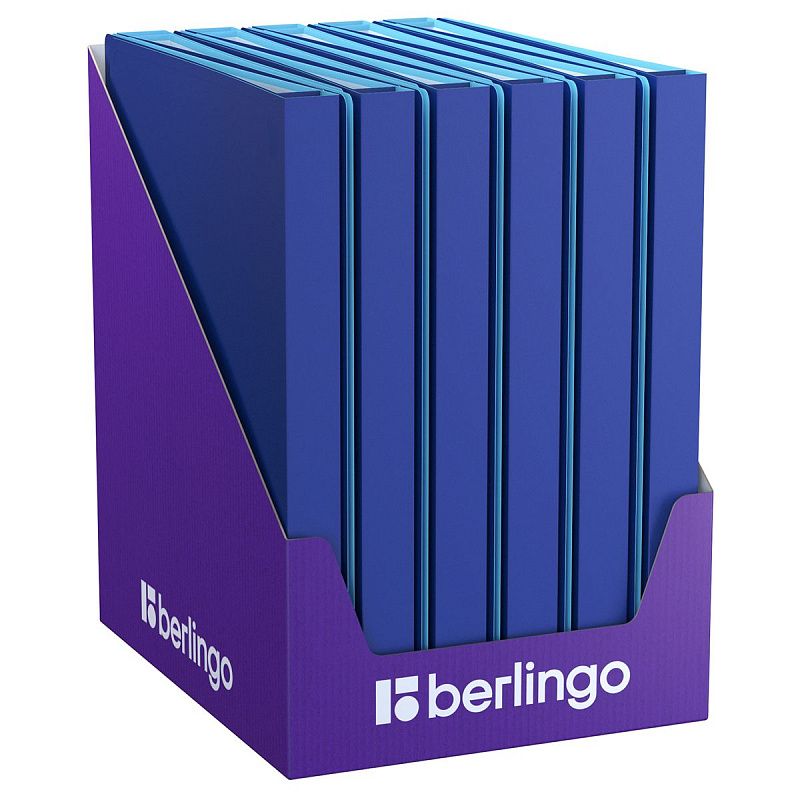 Папка с 40 вкладышами Berlingo "Soft Touch Pro", 24мм, 700мкм, с внутр. карманом, синяя, внутр. голубая, софт-тач 