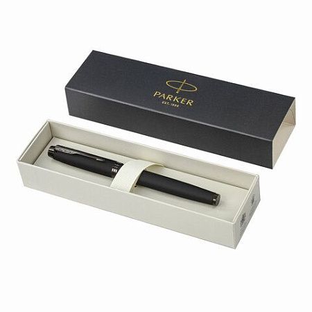 Ручка перьевая PARKER "IM Achromatic Black BT", черный матовый, нержавеющая сталь, синяя, 2127741 