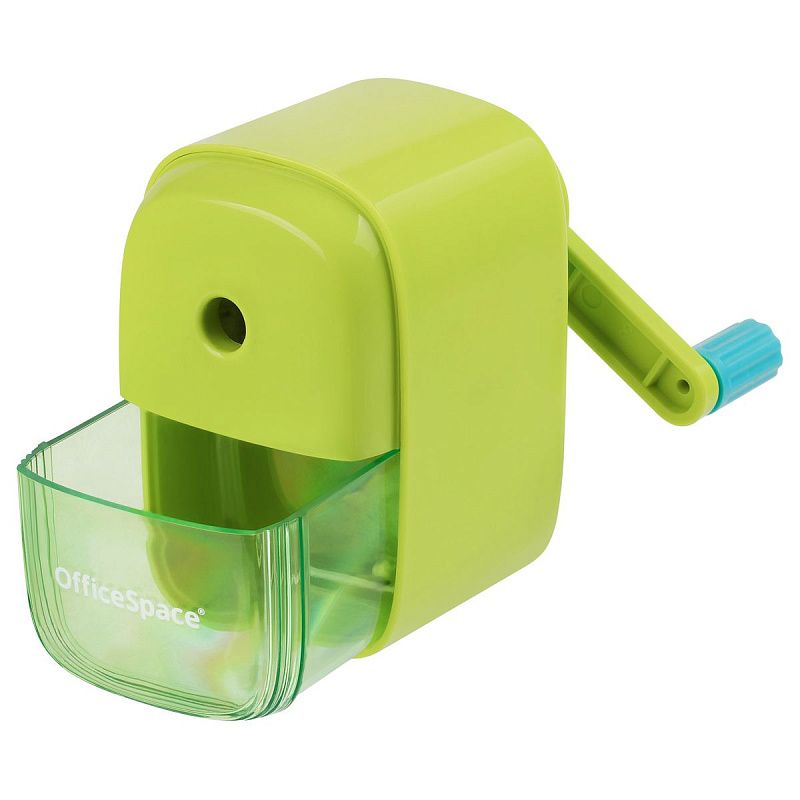 Точилка механическая OfficeSpace, пласт. корпус, зеленая, инд. упаковка 