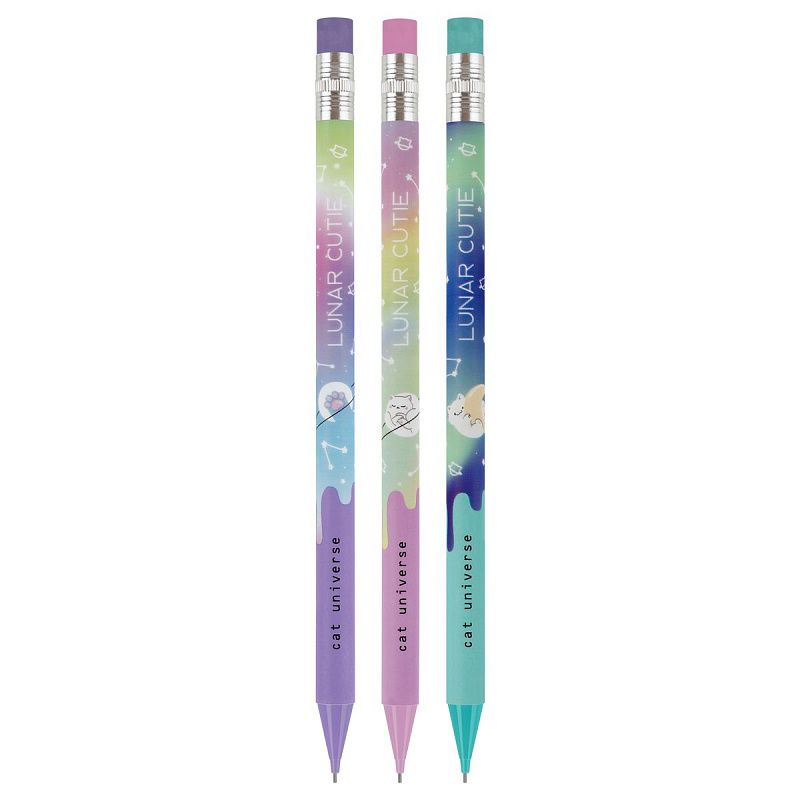 Карандаш механический MESHU "Cat Universe", печать на корпусе, с ластиком, 0,7мм, ассорти 