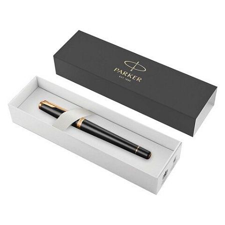 Ручка перьевая PARKER "Urban Core Muted Black GT", черный матовый лак, позолота, синяя, 1931593 