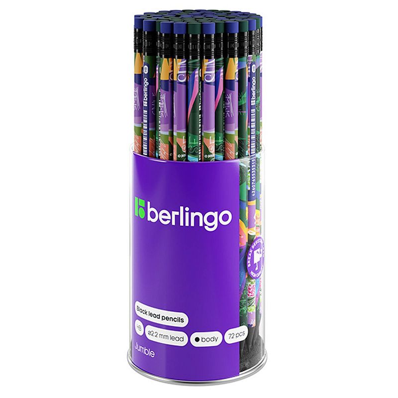 Карандаш ч/г Berlingo "Jumble" HB, круглый, заточен., ассорти 
