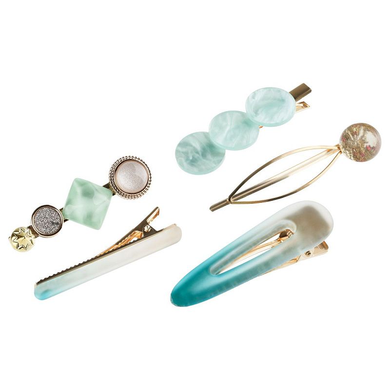 Заколки для волос MESHU, цвет бирюза, 5шт., европодвес