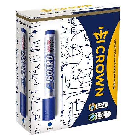 Маркер для белых досок Crown "Multi Board" синий, пулевидный, 3мм 