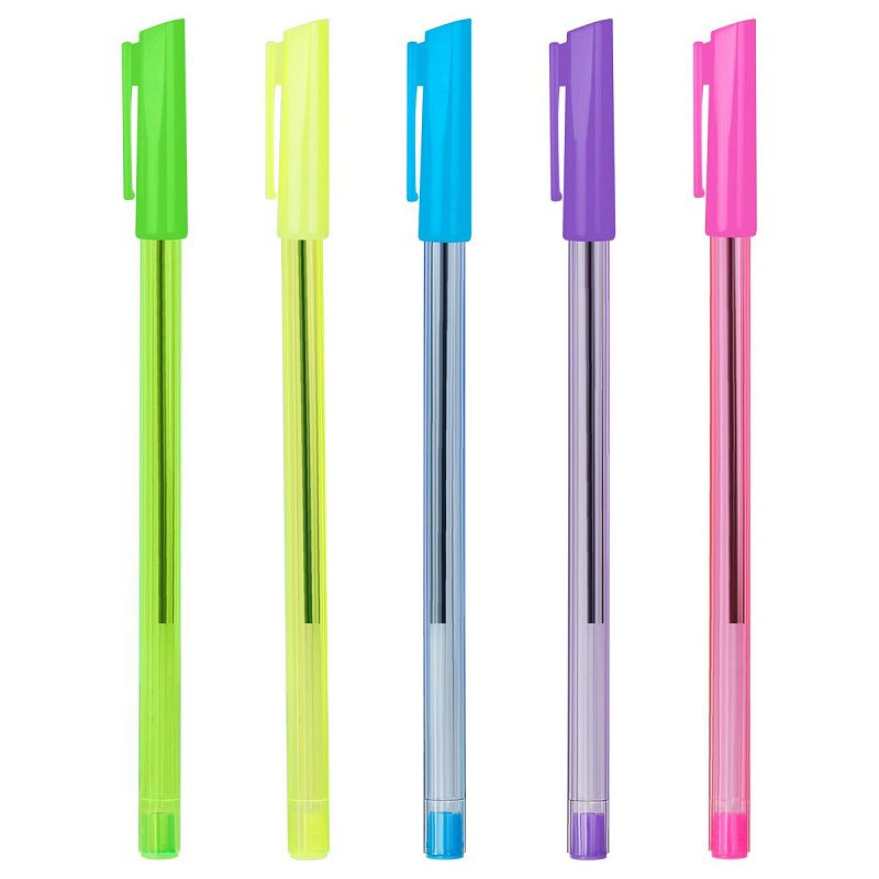 Ручка шариковая СТАММ "800" синяя, 0,7мм, неоновый микс 