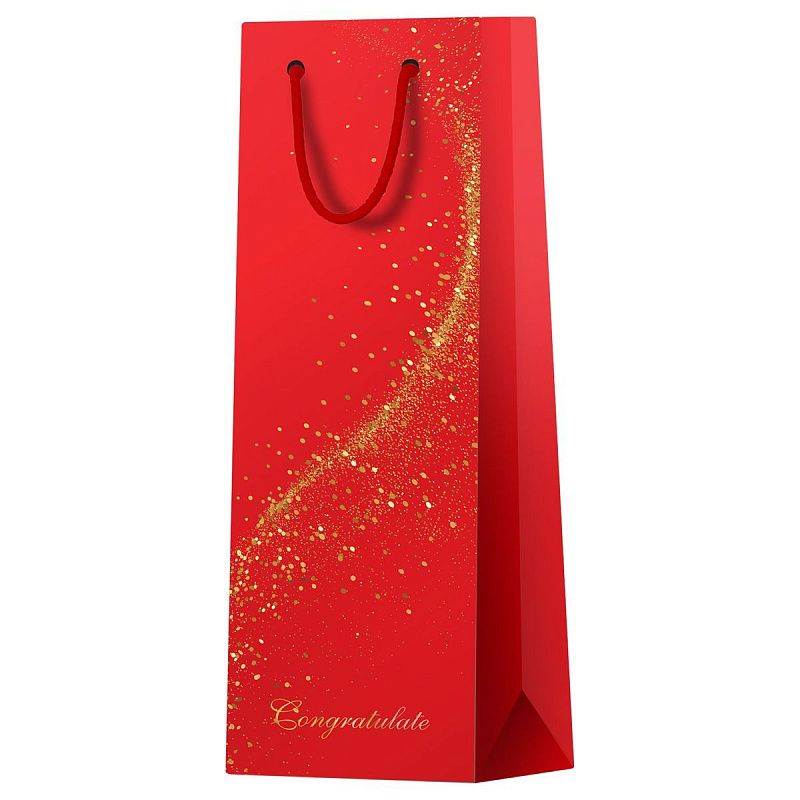 Пакет подарочный 12*36*8,5см MESHU "Special gift", матовая ламинация, фольга, под бутылку